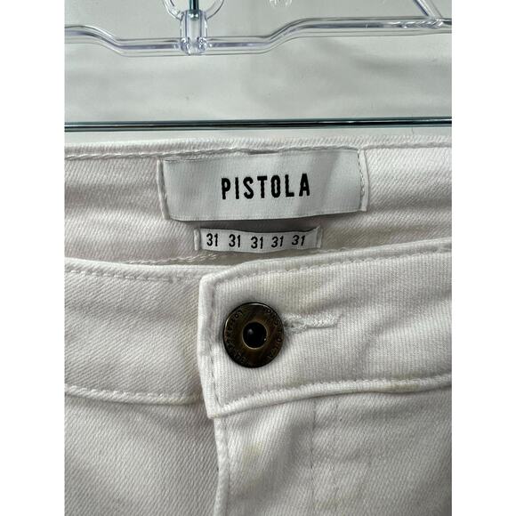 Pistola Women's White Cotton Blend Mid Rise Distressed Ankle Jeans Size 31 NWT - Picture 4 of 11